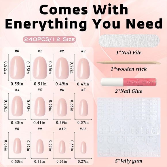 240 Pieces Short Oval Press On Nails - Picture 2 of 7